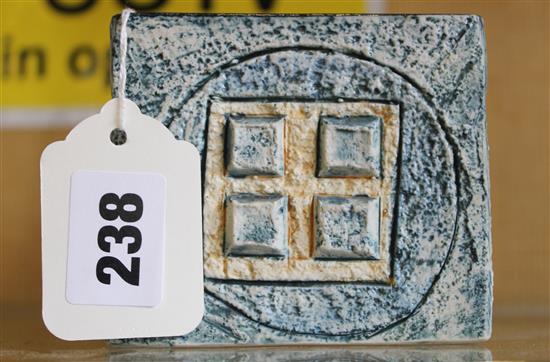 Troika small cube vase by Linda Hazel, blue ground